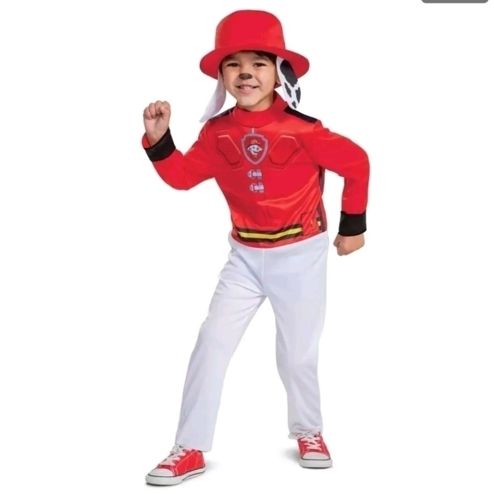 NWT Paw Patrol The Movie Marshall Fireman Dog Halloween Costume 2T Outfit & Hat